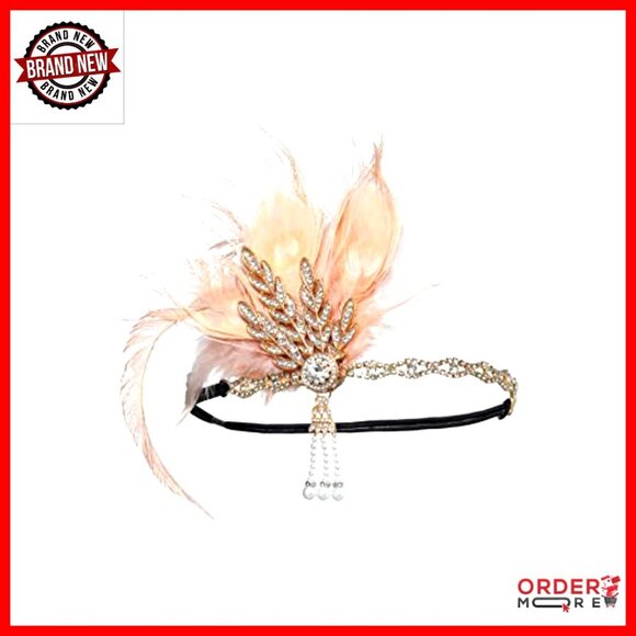 Flapper Headband with Peacock Feathers and Rhinestones for Gatsby Parties